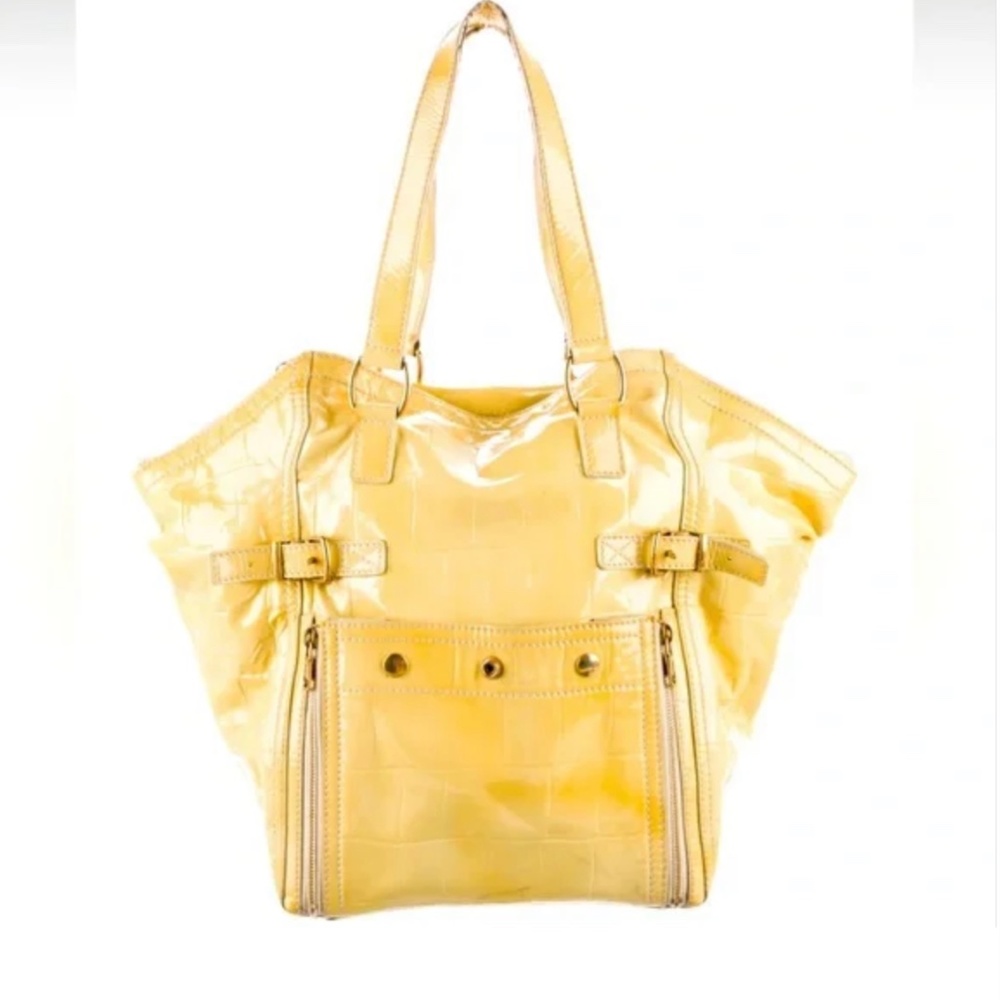 YSL Yellow Patent Leather Tote